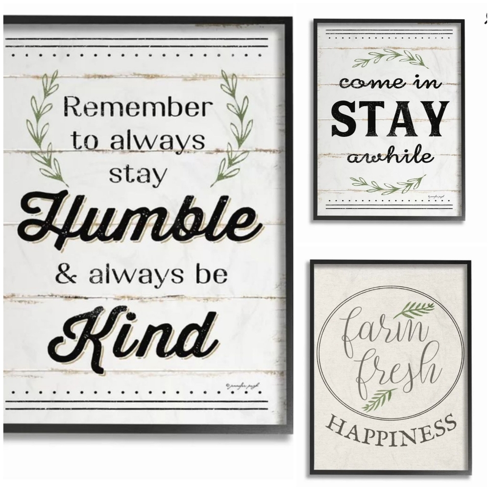 Set of 2 framed picture word rustic home